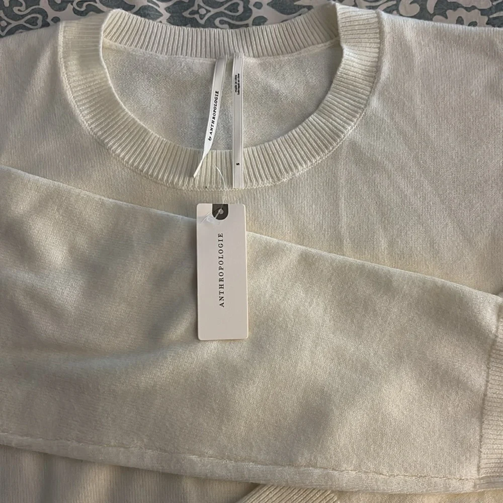 Anthropologie Cream Long Sleeve Dress - Picture 2 of 3